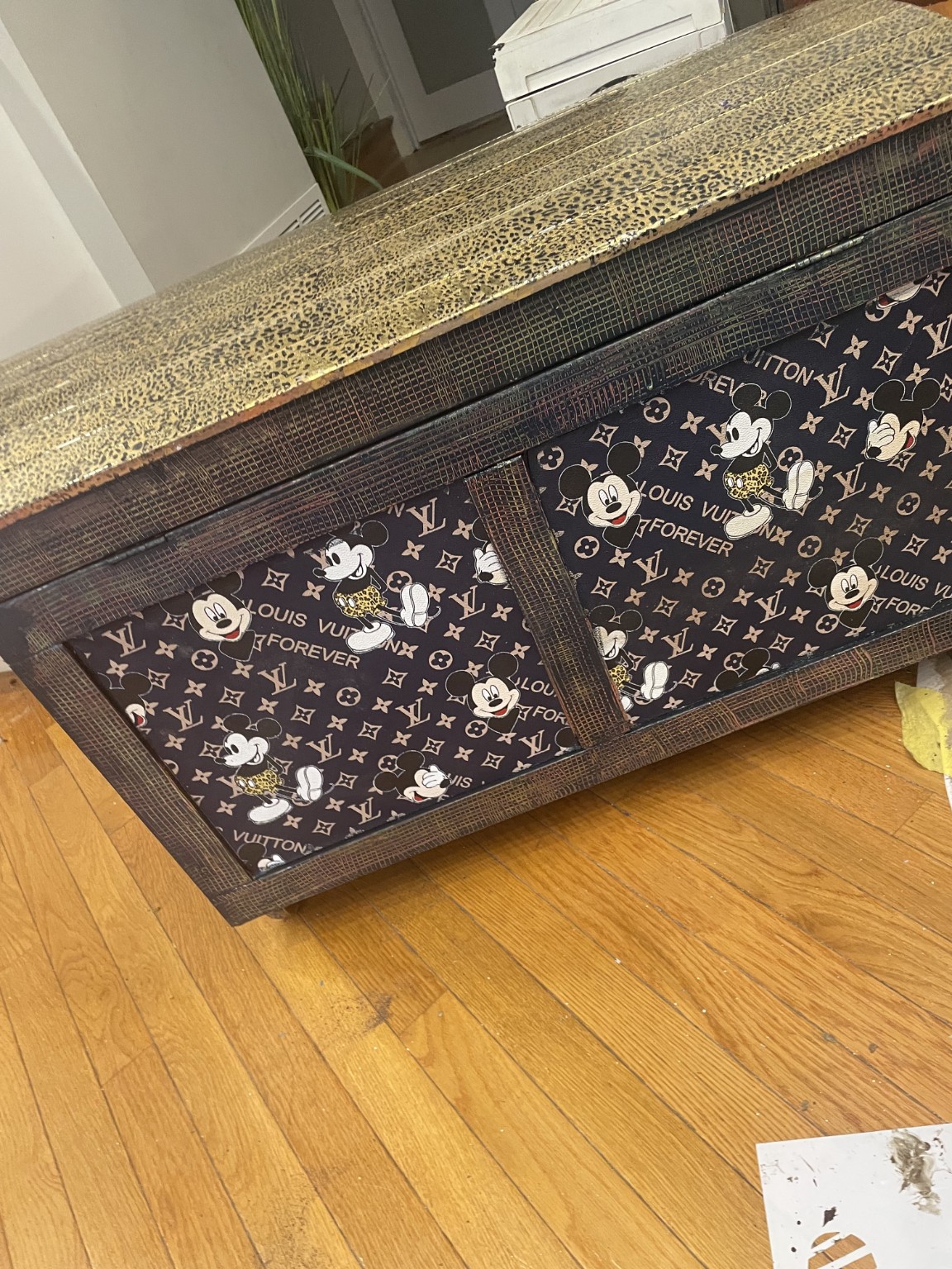 Full work-in-progress view of the designer chest created for the Mayor’s Taste of Frankfort
