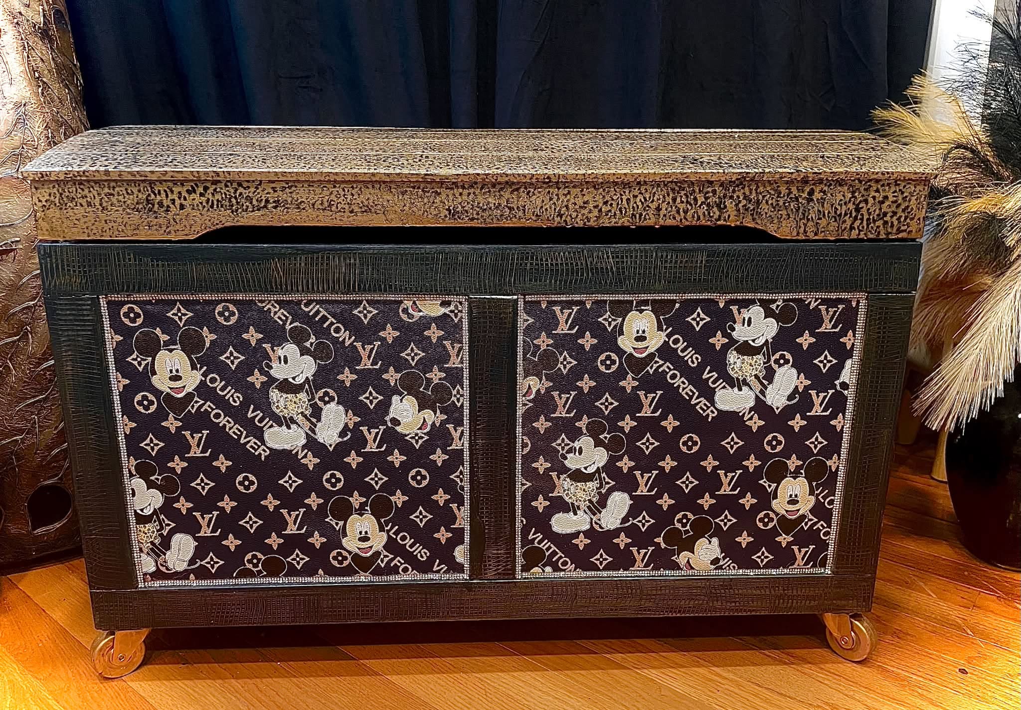 Finished black and gold designer chest donated by MOMO Designs to the Mayor’s Taste of Frankfort